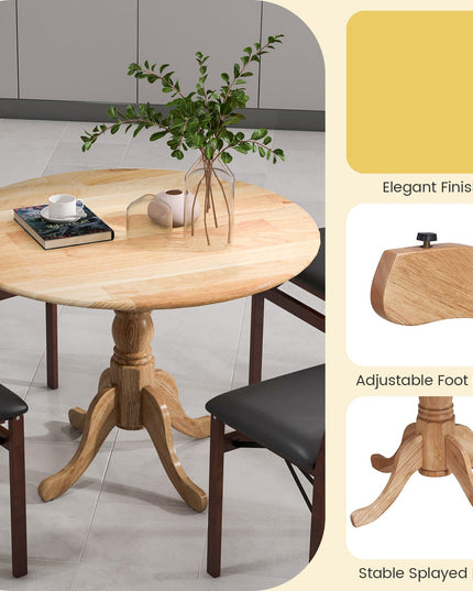 Giantex Wooden Dining Table, Dining Table with 40" D Round Tabletop & Curved Trestle Legs