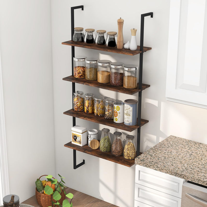 Giantex 4 Tier Modern Wall Mounted Bookshelf Set