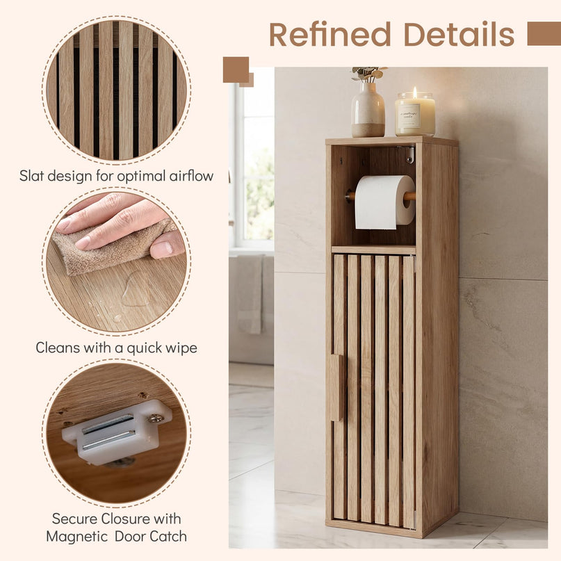 Giantex Slim Bathroom Cabinets Freestanding Toilet Paper Holder Stand