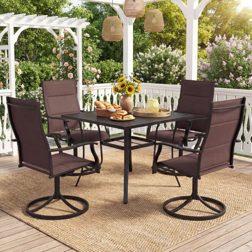 Giantex Patio Swivel Chairs Set of 2/4 w/Padded Seat & High Back