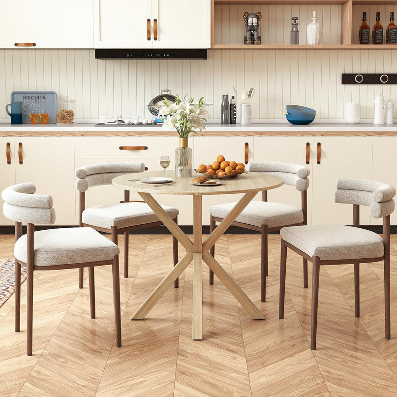 Giantex 36" Round Dining Table for 4 with Rubber Wood Legs