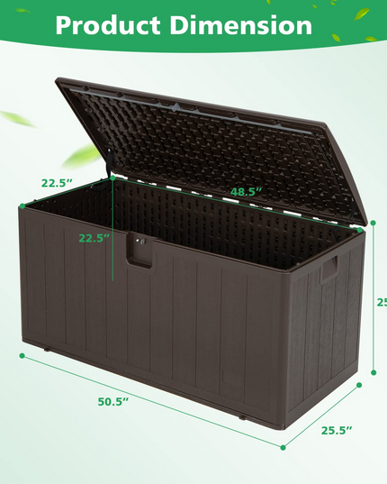 Outdoor Storage Deck Box Patio Bin - 105 Gallon Indoor/Outside Storage Box with Lockable Lid