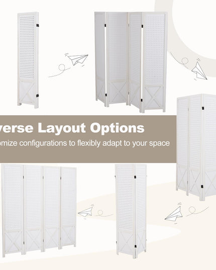 Giantex 4/6 Panel Pegboard Room Divider | 5.6FT Folding Privacy Screen with Peg Board Storage