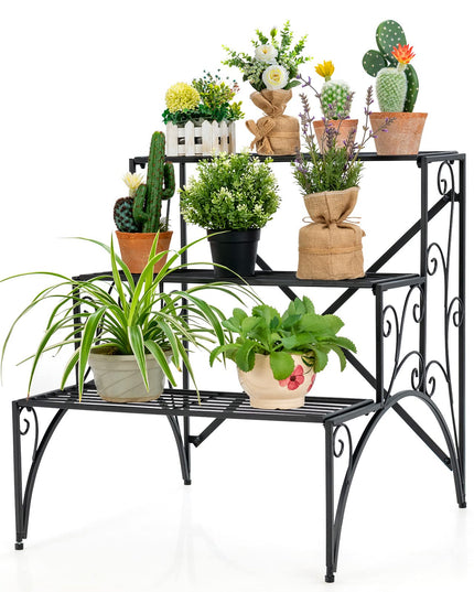 Giantex 3 Tier Metal Plant Stand for Outdoor Porch Garden Patio Balcony
