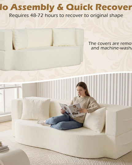 Giantex 75.5" Folding Sofa Bed with 2 Comfortable Pillows