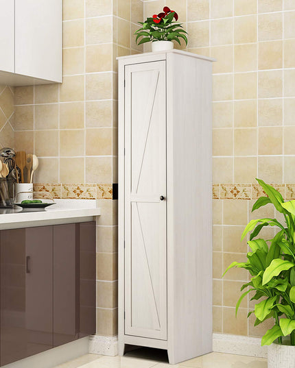 Giantex Tall Storage Cabinet Freestanding Floor Storage Tower with Four Shelves and Single Door