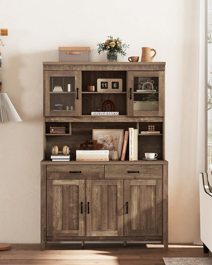 Giantex Kitchen Pantry Cabinet, 78.5” Tall Buffet Hutch Cabinet with Microwave Countertop