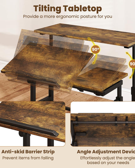 GIANTEX Mobile Standing Desk Adjustable Rolling Computer Desk