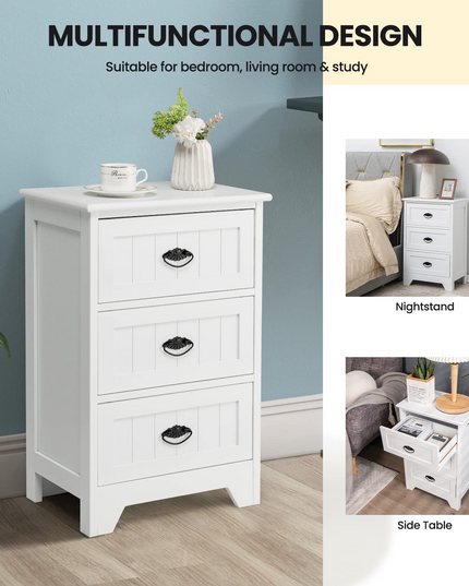 Giantex Nightstand with 3 Drawers, Bedside Table