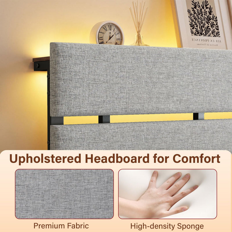 Giantex Full Size Bed Frame with Upholstered Headboard