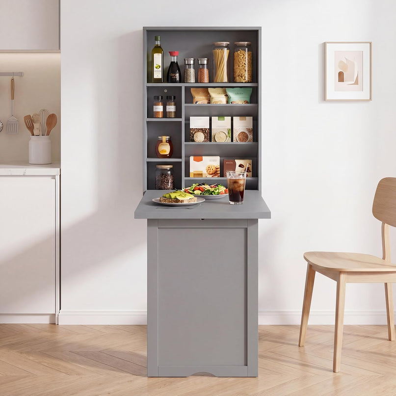 Giantex Wall Mounted Foldable Convertible Computer Desk with Storage Shelves