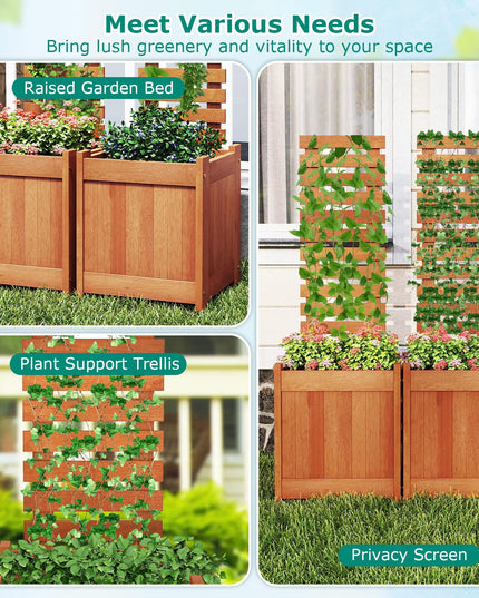 Giantex Wood Raised Garden Bed with Trellis