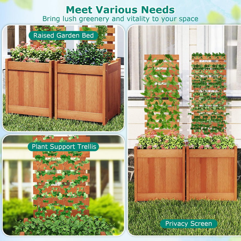 Giantex Wood Raised Garden Bed with Trellis