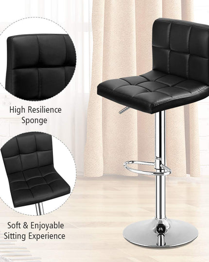 Giantex Bar Stool, Modern Swivel Adjustable Armless Barstools, Square Counter Height PU Leather Bar Stools