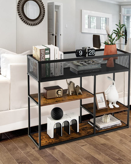 Giantex Hallway Table for Entryway - 4-Tier Console Table for Entryway with Wire Basket
