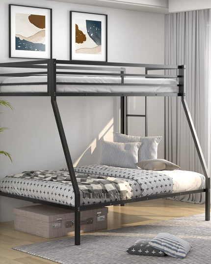 Giantex Metal Bunk Bed, Twin Over Full Size Bed w/ Removable Ladder & Steel Slats Support