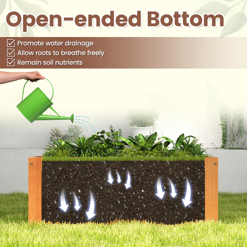 Giantex 3-in-1 Outdoor Bench with Large Raised Beds & 2 Planter Boxes
