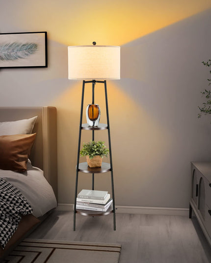 Giantex Floor Lamp with 3-Tier Shelves - Modern Standing Corner Floor Lamp