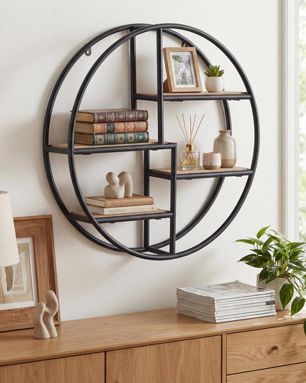 Giantex Industrial Style Round Wall Shelves for Living Room