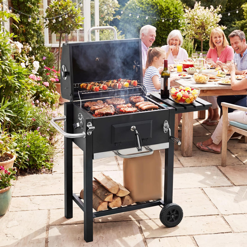 Giantex Outdoor Charcoal Grill with Foldable Side Shelf