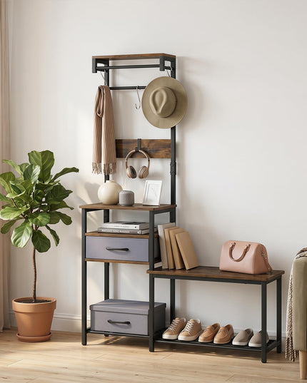 Giantex 7-in-1 Hall Tree with Bench and Shoe Storage