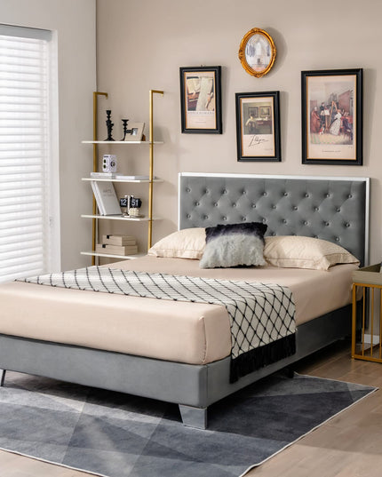 Giantex Upholstered Bed Frame, Modern Platform Bed