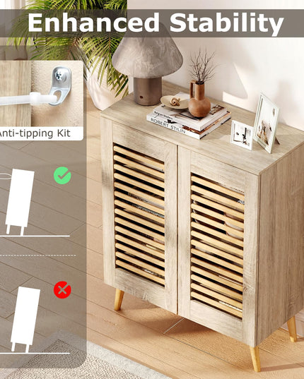 Giantex Shoe Cabinet with 2 Louvered Doors for Entryway