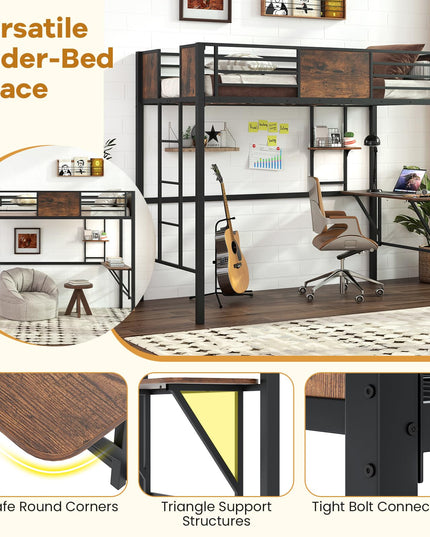Giantex Twin Loft Bed with Desk - Heavy-Duty Metal Bed Frame