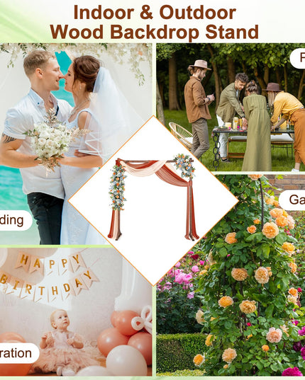 Giantex Wooden Wedding Arch for Ceremony, 7.2 FT Square Solid Wood Arbor for Wedding Backdrop Stand