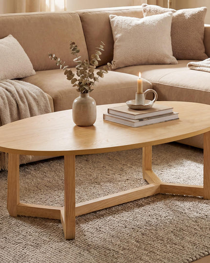 Giantex Table Basse Ovale 117 cm Table d'appoint en Bois