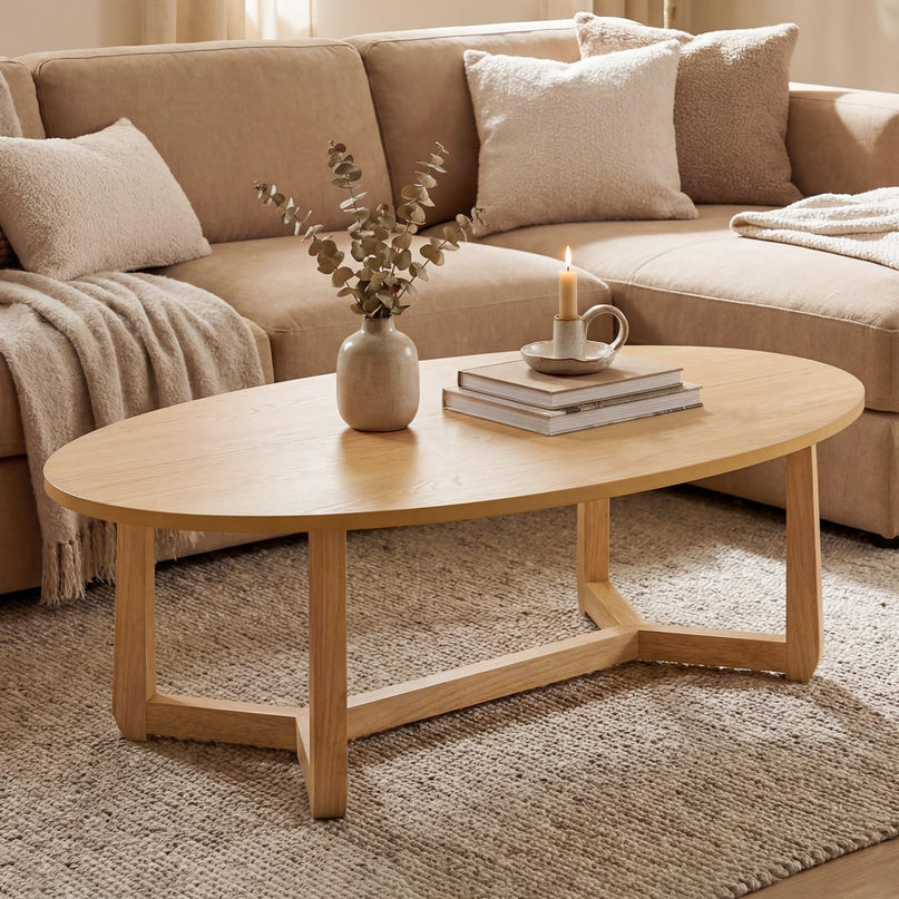 Giantex Table Basse Ovale 117 cm Table d'appoint en Bois