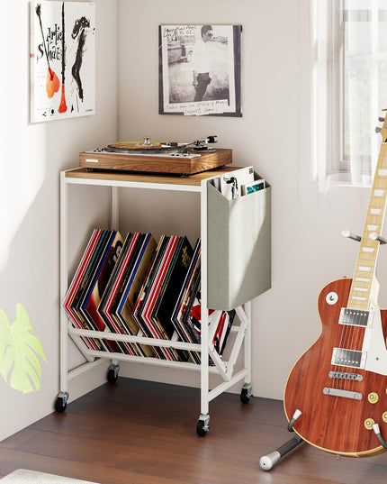 Giantex Rolling 2 Tier Turntable Stand with Storage Shelf Up to 130 Albums