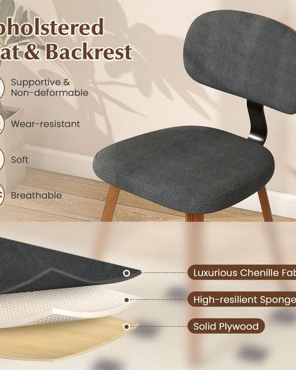 Giantex Chaises de cuisine en bois rembourrées en tissu chenille, lot de 2/4