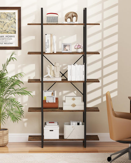 Giantex 5 Tier Industrial Bookshelf for Living Room Bedroom Study