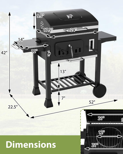 Giantex 24" Charcoal BBQ Grill with Adjustable Charcoal Tray