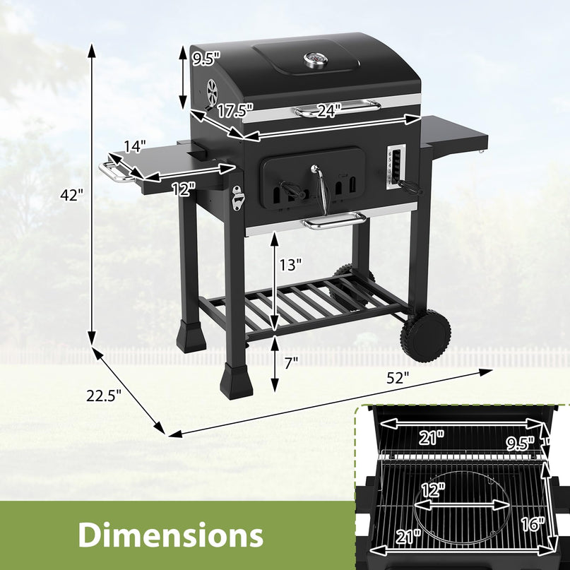 Giantex 24" Charcoal BBQ Grill with Adjustable Charcoal Tray