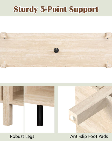 Giantex 59" TV Stand for TVs Up to 55 Inches with Adjustable Shelves & Unique Slatted Decoration