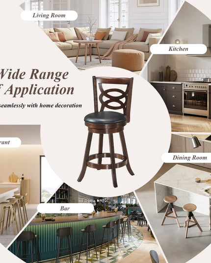 Giantex Bar Stools, Counter Height Dining Chair, Fabric Upholstered 360 Degree Swivel