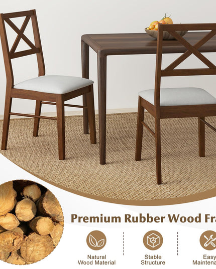 Giantex Wooden Dining Chairs Set of 2/4, Upholstered Kitchen Chairs w/Cross Back & Padded Seat