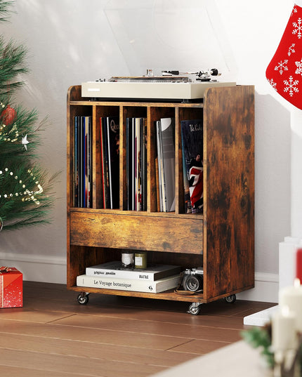 Giantex Record Player Stand Rolling Turntable Stand