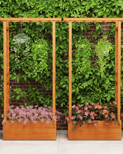 31" x 12.5" x 60" Raised Garden Bed with 2-Sided Trellis & Hanging Roof