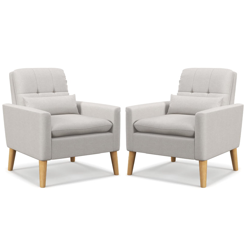 Giantex Modern Accent Chair, Mid-Century Linen Fabric Armchair