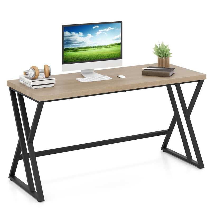 Giantex 59" Industrial Home Office Desk with Z Shaped Metal Leg & Crossbar