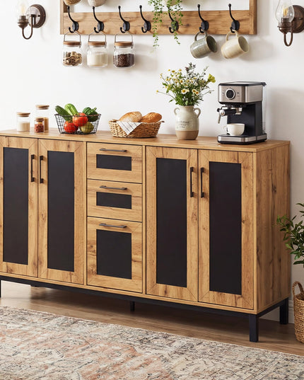 Giantex 63” Large Farmhouse Sideboard Buffet Cabinet with 3 Drawers & Storage Shelves