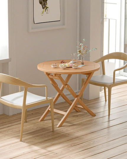 Giantex 31.5” Outdoor Folding Table, Patio Solid Teak Dining Table with Natural Appearance, Space-Saving Design