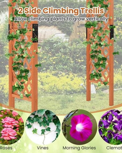 Giantex 7.7FT Wooden Garden Arbor Trellis