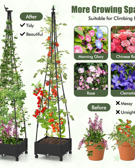 Giantex Rolling Raised Garden Bed with Climbing Trellis