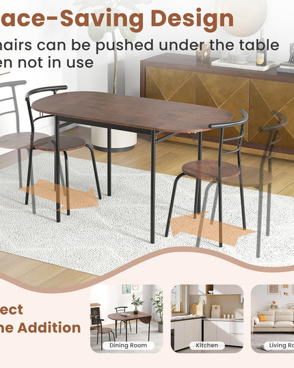 Giantex 3-Piece Dining Table Set for 2 - Kitchen Table Chair Set with 55” Drop Leaf Dinner Table, Dining Chairs