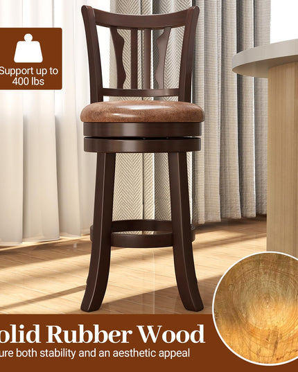 Giantex Swivel Bar Stools Set of 2/4 26"/30" Upholstered Counter Height Bar Chairs with Back