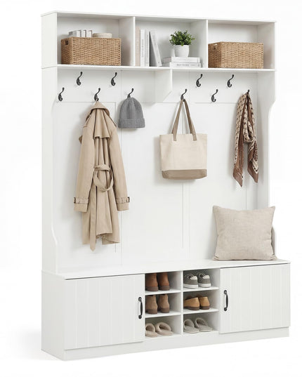 Giantex 6-in-1 Hall Tree with Bench and Storage(59" Wide）